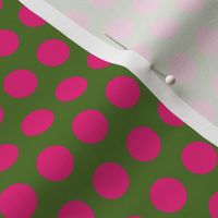 Pink green polka dots