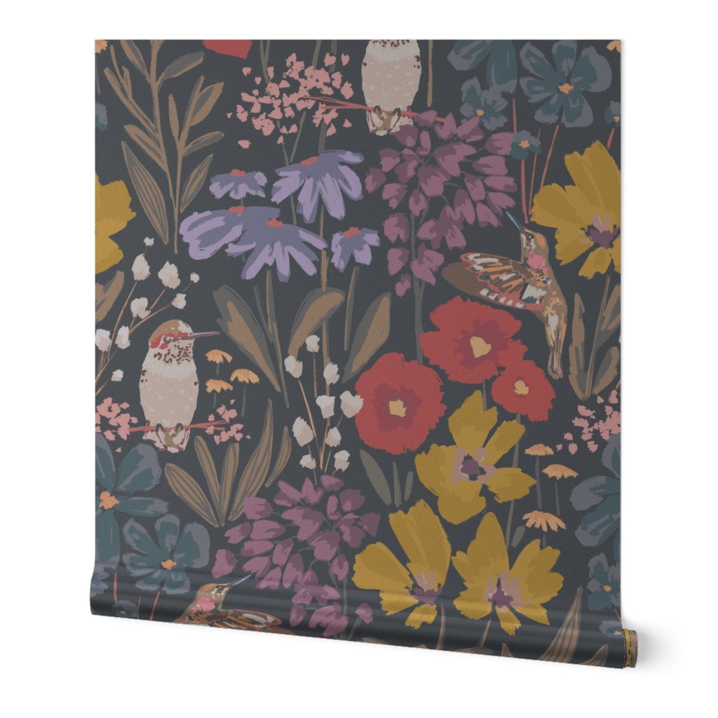 Hummingbird garden powder room - Dark and Moody - Extra Large Scale