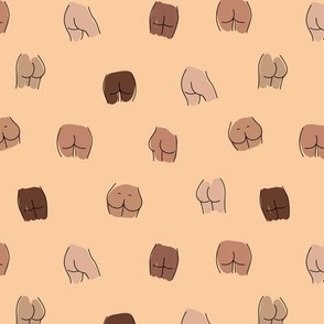 Boho booty body positive vibes - butt design nude inclusive bum illustration minimalist freehand outline soft peach