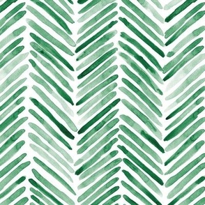 Shamrock green herringbone - watercolor brush stroke abstract geometric painted pattern - p307 green3