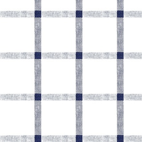  Spoonflower Fabric - Navy Buffalo Plaid Check Gingham Blue  White Painted Large Printed on Petal Signature Cotton Fabric by The Yard -  Sewing Quilting Apparel Crafts Decor