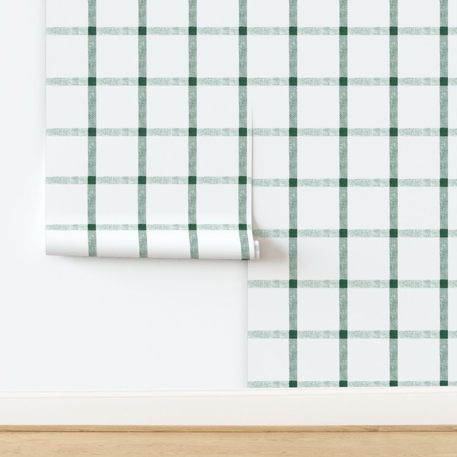 Hunte Green White linen check buffalo plaid tartan plaid