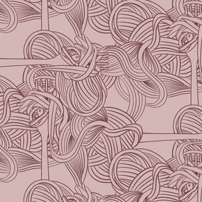 Pink pasta pattern (extra large) - restaurant wallpaper - pink on pink / hand drawn