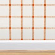 Orange white linen check buffalo plaid tartan plaid