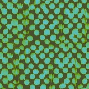 paint dot checkerboard - aqua and light green on khaki