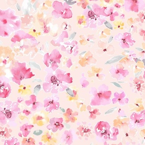 watercolor floral breeze light peachy pink