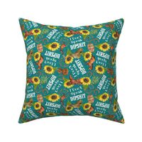 Medium Scale I Don't Speak Dipshit Beth Dutton Yellowstone Western Sunflower Floral on Turquoise