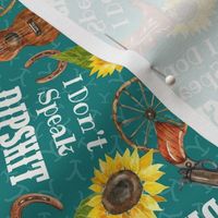 Medium Scale I Don't Speak Dipshit Beth Dutton Yellowstone Western Sunflower Floral on Turquoise