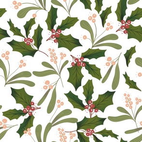 Mistletoe and Holly Christmas Pattern