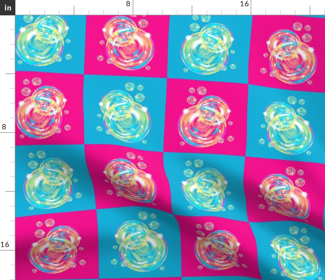 Bubbles in the laundry room - fuchsia, turquoise