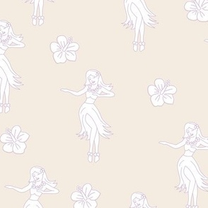 Little hula girl - Hawaii dance and hibiscus design tropical summer print lilac sand