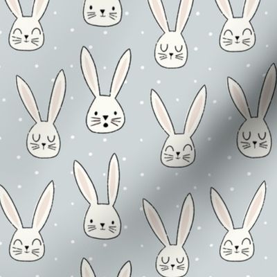 Bunny Faces on Light Blue