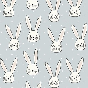 Bunny Faces on Light Blue