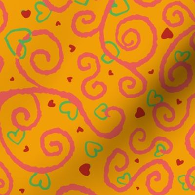 Squiggles with little hearts marigold | medium