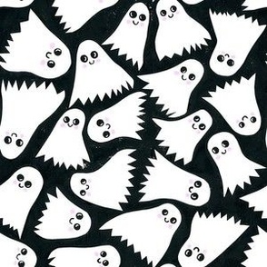 Spooky Cute Ghosts - Small Scale - Halloween Black and White Papercut