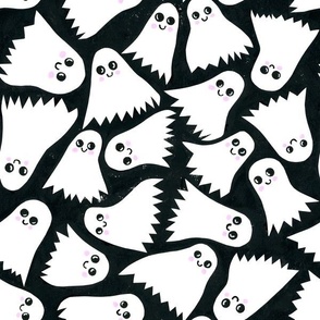 Spooky Cute Ghosts - Medium Scale - Halloween Black and White Papercut