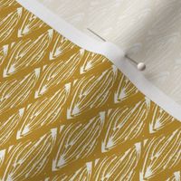 Block Print Lateral Leaves - Natural/Mustard