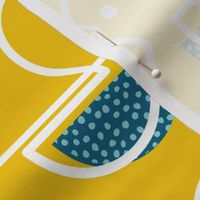 Rubber Duckie- Bathroom Wallpaper- Rubber Duck- Continuous Line Geometric Yellow Ducks- Multicolored Ducks on Bright Yellow Background- Extra Large- Jumbo