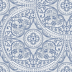 delft blue vintage ornaments on a white background -  large scale