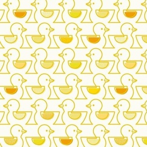 Rubber Duckie- Bathroom Wallpaper- Rubber Duck- Continuous Line Geometric Yellow Ducks- Kidult- Bold Golden Yellow on White Background- Small