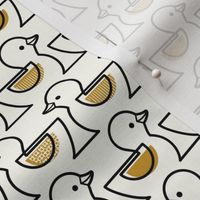 Rubber Duckie- Bathroom Wallpaper- Rubber Duck- Continuous Line Geometric Black Ducks- Kidult- Gold and Black on Natural Background- Petal Signature Desert Sun- Small