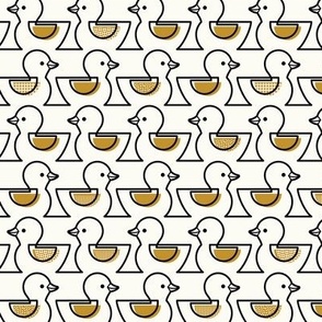 Rubber Duckie- Bathroom Wallpaper- Rubber Duck- Continuous Line Geometric Black Ducks- Kidult- Gold and Black on Natural Background- Petal Signature Desert Sun- Small