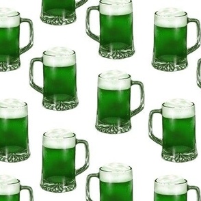 green beer mugs - white