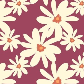 Off White Daisies on Plum