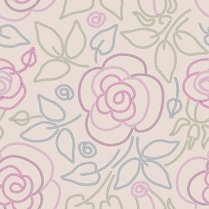 Colorful abstract rose garden seamless pattern