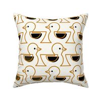 Rubber Duckie- Bathroom Wallpaper- Rubber Duck- Continuous Line Geometric Yellow Ducks- Kidult- Gold and Black on Natural Background- Petal Signature Desert Sun- Large