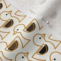 Rubber Duckie- Bathroom Wallpaper- Rubber Duck- Continuous Line Geometric Yellow Ducks- Kidult- Gold and Black on Natural Background- Petal Signature Desert Sun- Small