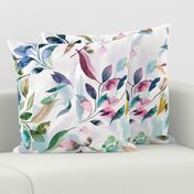 Botanical First day of summer Watercolor leaves botanical mom Loose floral Medium