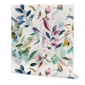 Botanical First day of summer Watercolor leaves botanical mom Loose floral Medium
