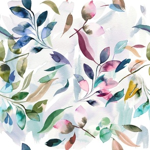 Botanical First day of summer Watercolor leaves botanical Loose floral Medium