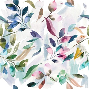 First day of summer Watercolor leaves botanical Medium 