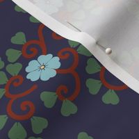 vining blue flowers: Ukiyo-e inspired print