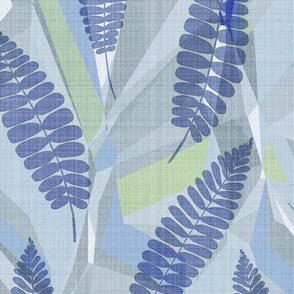 Abstract Fern Sunroom, blue 20 inch