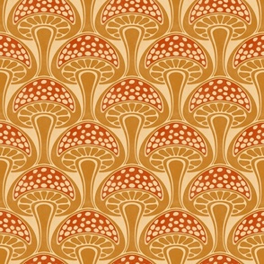 Art Nouveau Mushroom - 6" medium - gold and rust red 