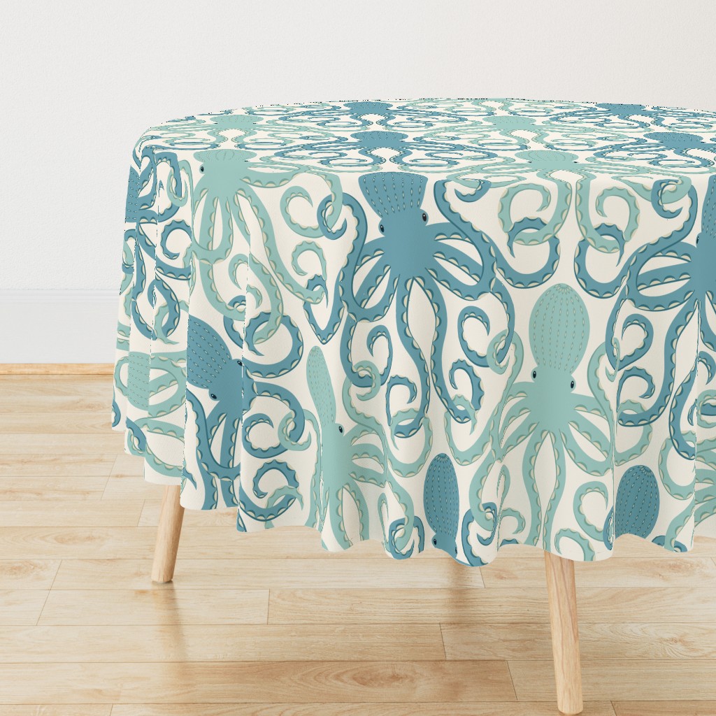 Bath time with interlocking Octopuses in sea green and blue