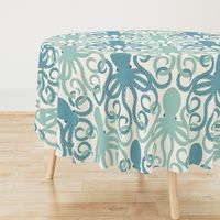 Bath time with interlocking Octopuses in sea green and blue