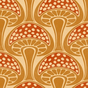 Art Nouveau Mushroom - 12" large - gold and rust red 