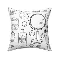 Bathroom Accessories -Black and White -Hand Drawn -Wallpaper -Large