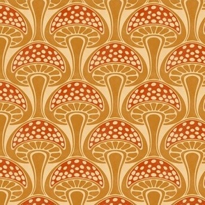 Art Nouveau Mushroom - 3" small - gold and rust red 