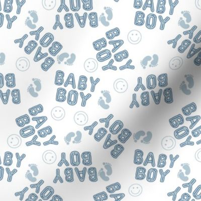 MINI baby boy foil balloon fabric - baby shower, baby boy, newborn, baby blue