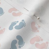 MINI baby feet fabric - baby shower fabric, nursery, newborn, blue and pink