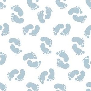 MINI baby feet fabric - baby shower fabric, nursery, newborn, blue