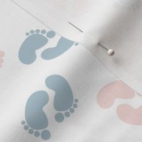 SMALL baby feet fabric - baby shower fabric, nursery, newborn, blue and pink