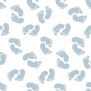 SMALL baby feet fabric - baby shower fabric, nursery, newborn, blue