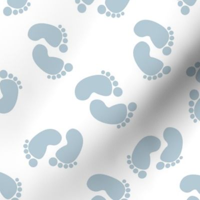 MEDIUM baby feet fabric - baby shower fabric, nursery, newborn, blue