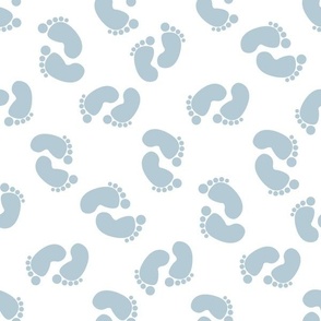 MEDIUM baby feet fabric - baby shower fabric, nursery, newborn, blue